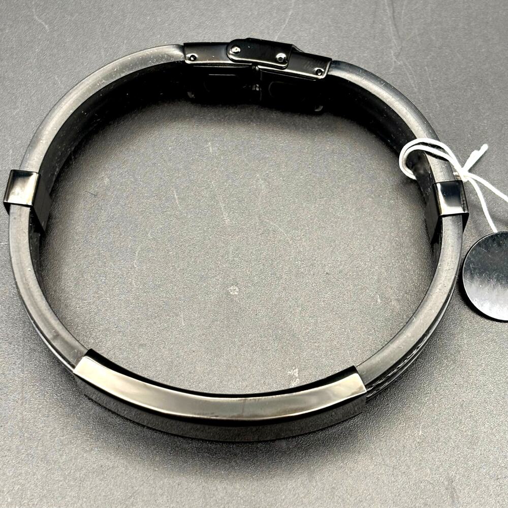 Blackjack BJB251B Men's Black Silicone Stainless Steel Bangle ID Bracelet NWT - Picture 17 of 17